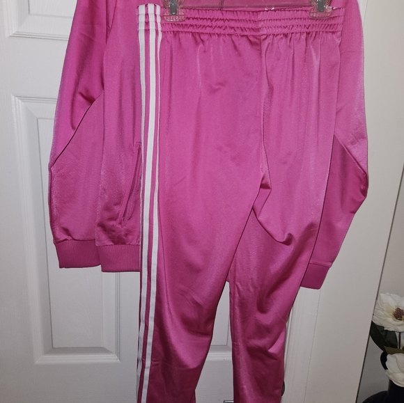 Girls Adidas Firebird Jacket And Pants Semi Lucid Fuchsia - Picture 4 of 6